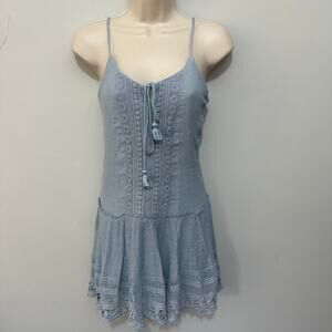 Fishbowl Babydoll Dress Womens XS Blue Dainty Crochet Lace Y2K Fairy Boho